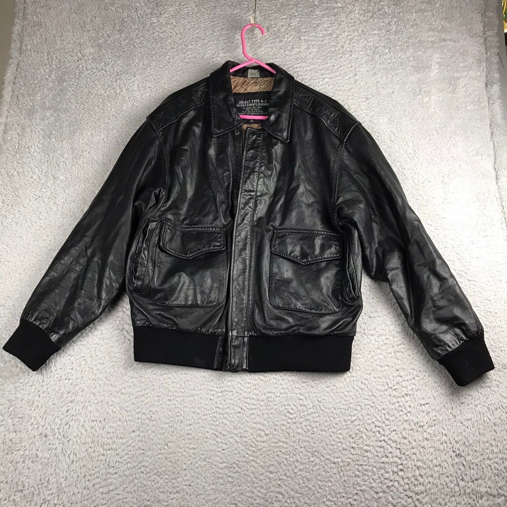 Excelled Type A-2 Leather Flight Jacket Mens M Reg Black‎ Bomber Vintage